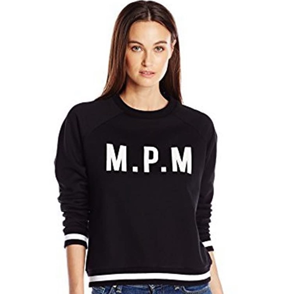 MINKPINK Move Cropped Sweatshirt, Black, Small